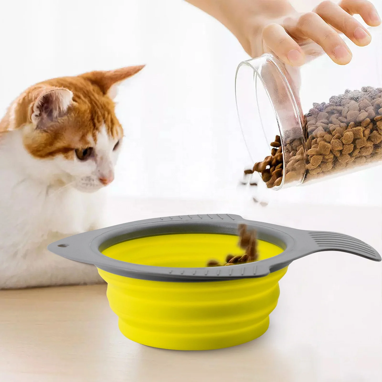 Fish Shaped Silicone Collapsible Water Bowl for Cats Dogs, Portable Pet Feeding Watering Dish, Portable Travel Bowl