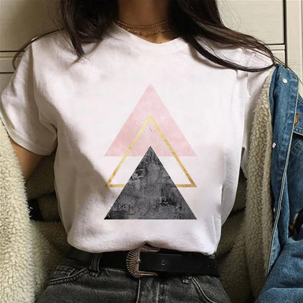 2022 Fashion Summer Women Graphic T Shirts Short Sleeve Love Geometric Graphic T Shirts Women Top