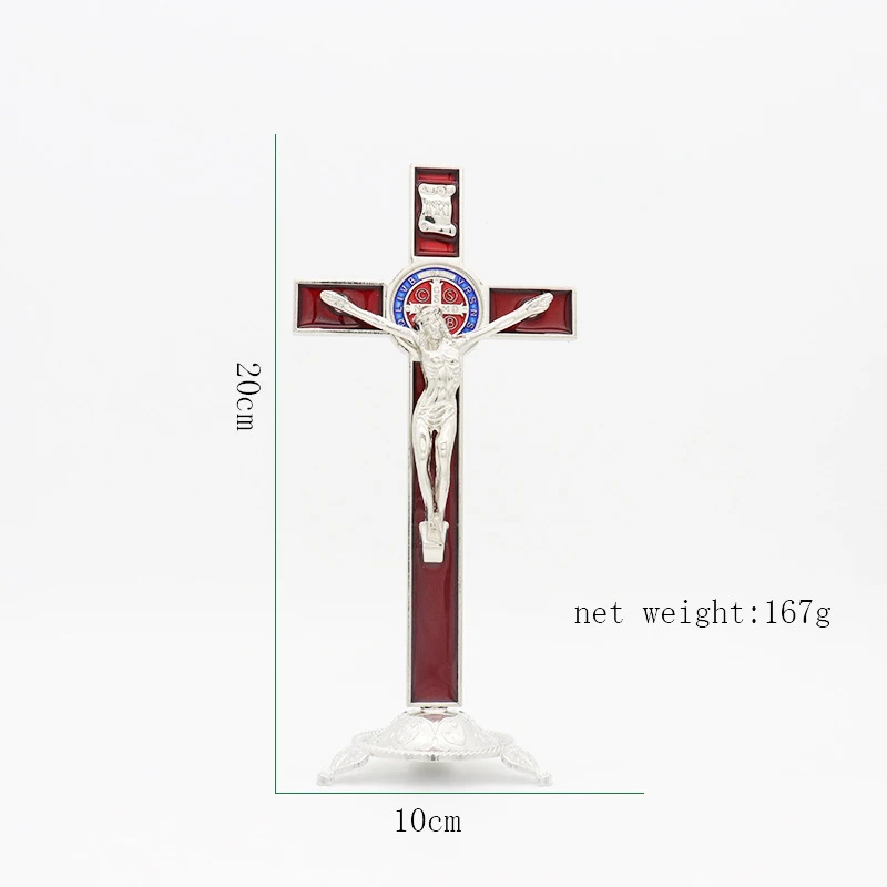 10*20cm Metal Standing Orthodox Cross Christian Religious Jesus Statue Catholic Crucifixes with Gift Box for Office & Home Decor