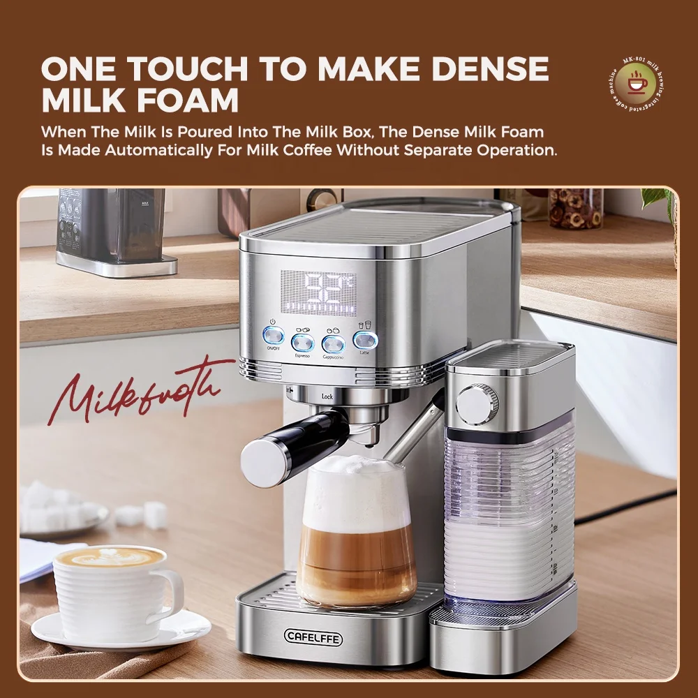Кофеварка Cafelffe 20 бар автоматическая электрическая кофемашина эспрессо с системой приготовления молока для бытового использования в отеле 801