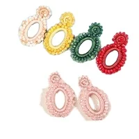 Wholesale New Bohemian Earrings Hoop Earrings Crystal Faceted Beads Handmade Long Earrings