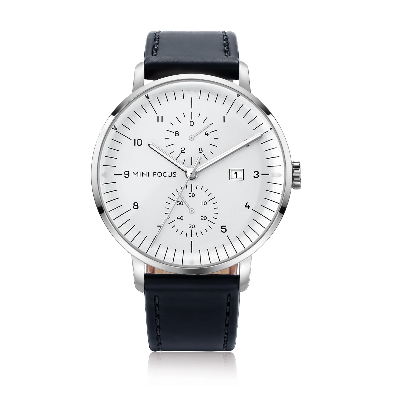 MINI FOCUS MF0052G Fashion Leather Men Quartz Watches Reloj De Hombre Chronograph Waterproof Wrist Watches for Men