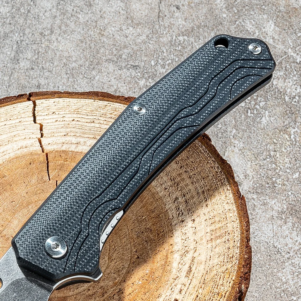 Professional Oem Factory Custom Outdoor Knife Set VG10 Steel Sandwashing Blade Black G10 Handle Defense Knife For Camping