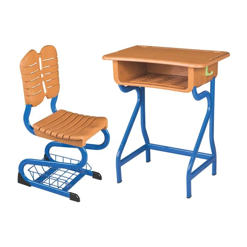 modern plastic ergonomic single study table with chair school furniture classroom manufacture