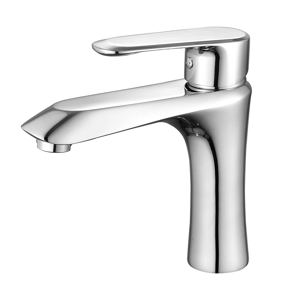 Single lever bathroom wash basin tap water mixer single hole modern chorme brass basin faucet
