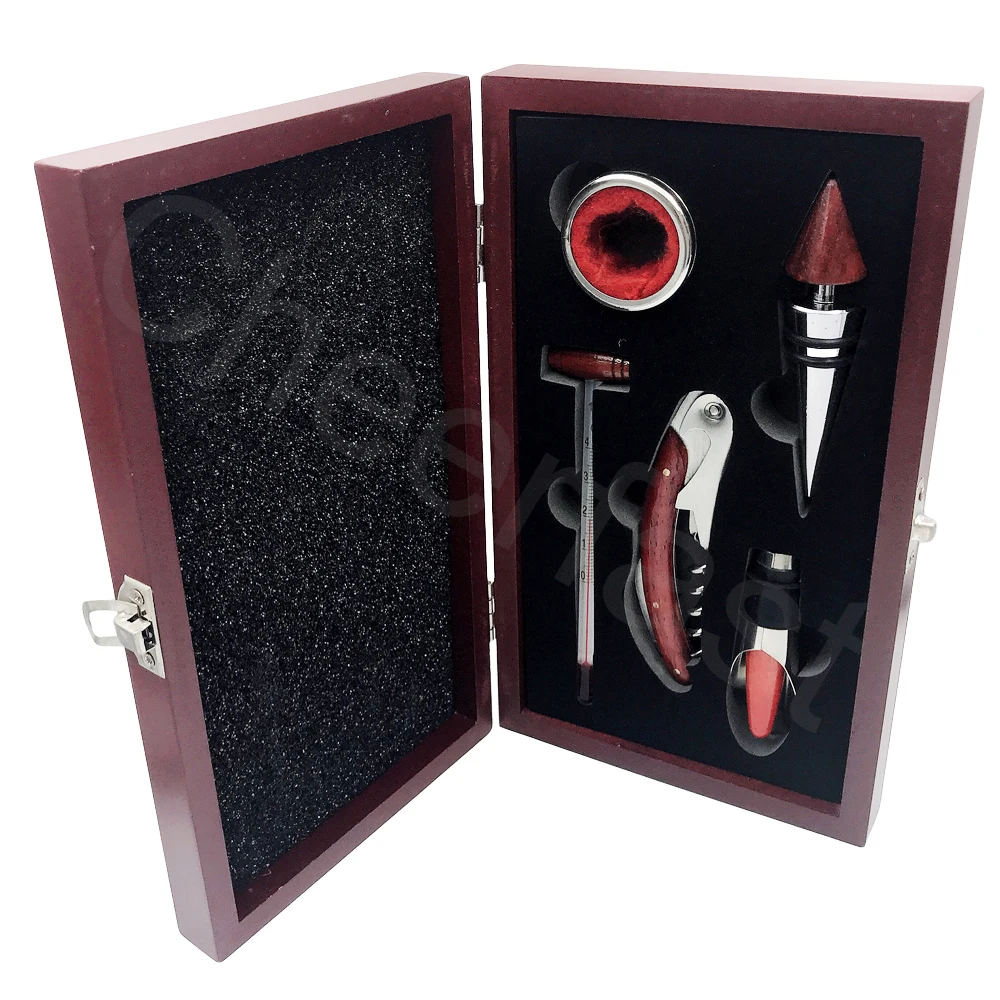 Wonderful 5 Pieces tools in wooden box Case and   men wine gift set and wine gift box set