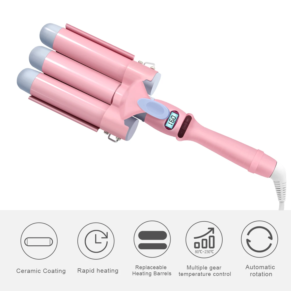 2021 new Ceramic coating Curling Iron LCD Display Curling Wand Dual Voltage Roller Hair Curler