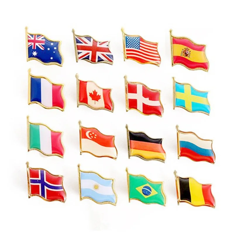 Promotional Wholesale Custom Souvenirs Soft Hard Enamel Pins Badge Magnet Country Flag Lapel Pin