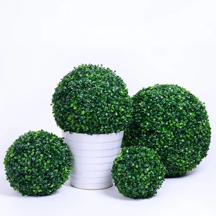 Greenery Indoor Plastic Hanging Plant High Density Artificial Boxwood Topiary Grass Ball
