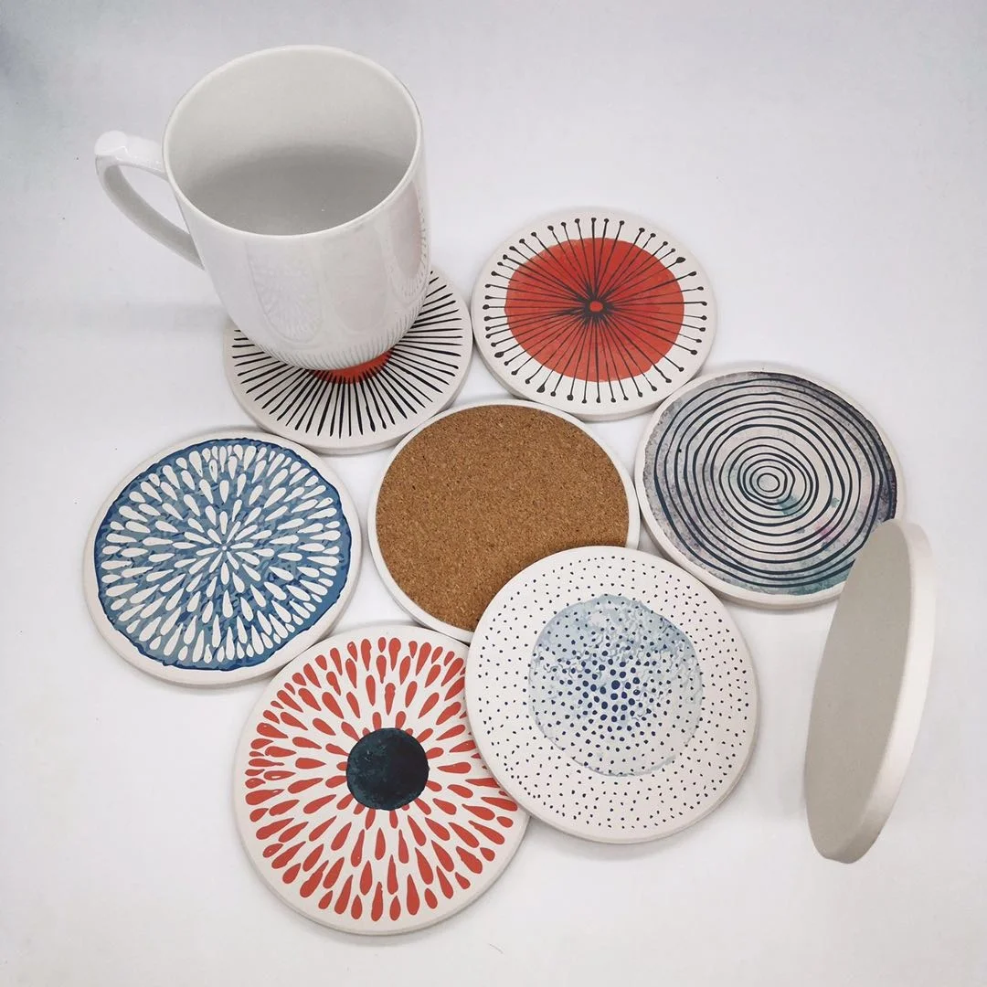 China factory 90mm hot sale round shape custom logo ceramic coaster