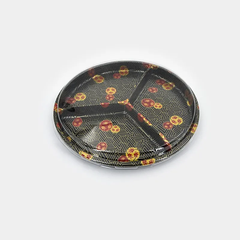 PET 3 Compartments Clear Plastic Fruit Tray with Lid Disposable Food Container Salad Nuts Fruit Cake Industrial Packaging Box