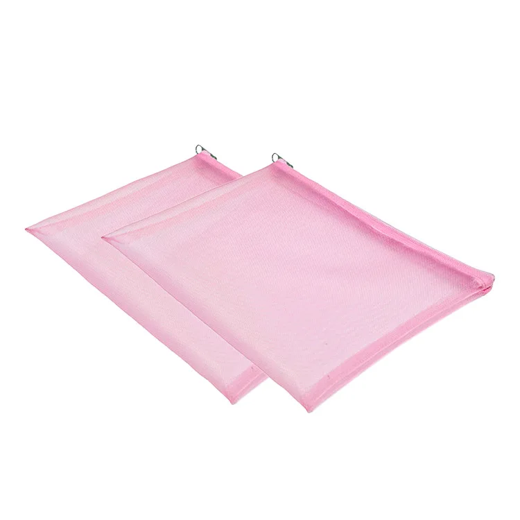 Custom Pink Mesh Makeup Bags Clear Zipper Pouch Wash Kit Travel Net Bag For Packaging