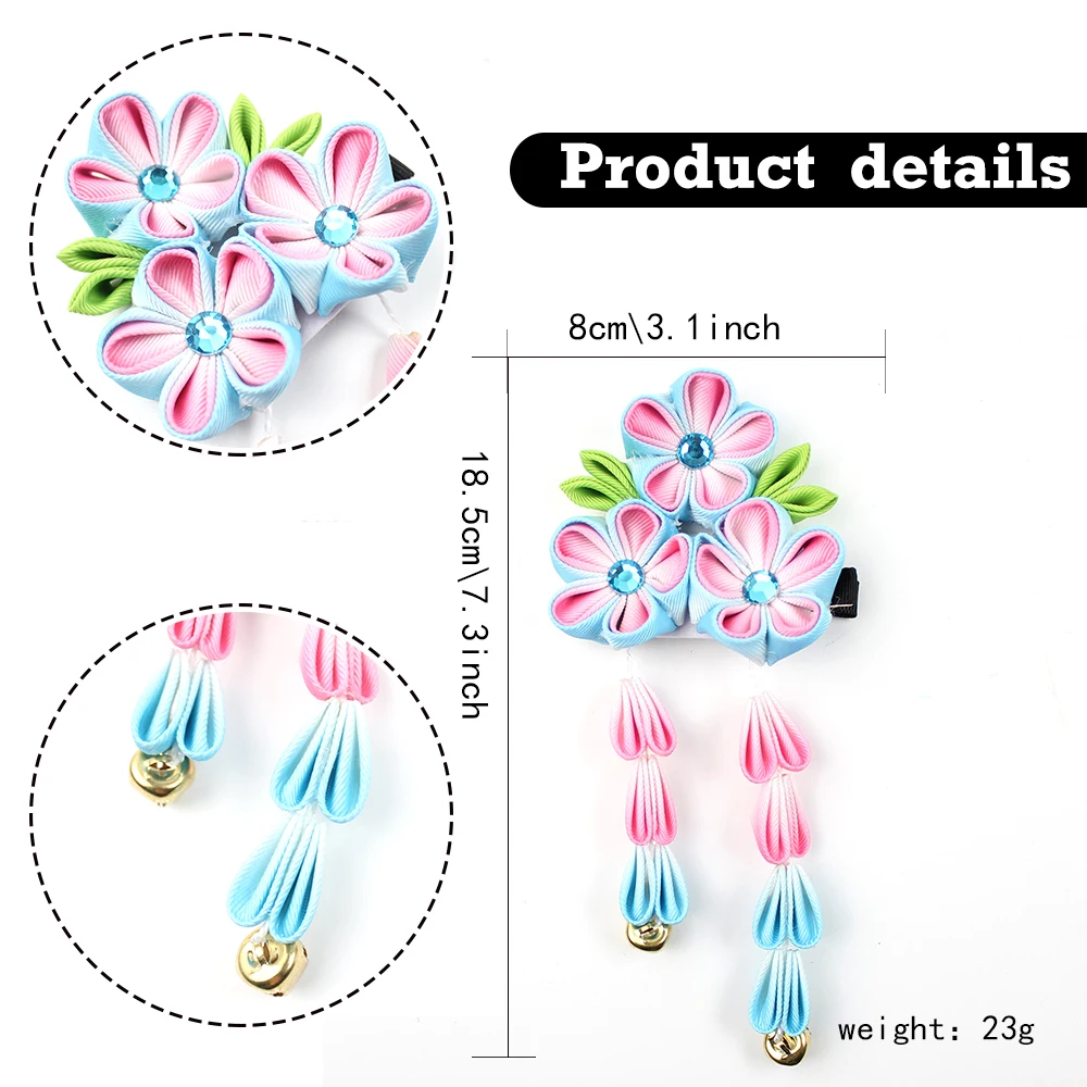 Womens Girls Japanese Kimono Flower Hair Clip Kanzashi Decor Hair Pin Hanfu Accessories