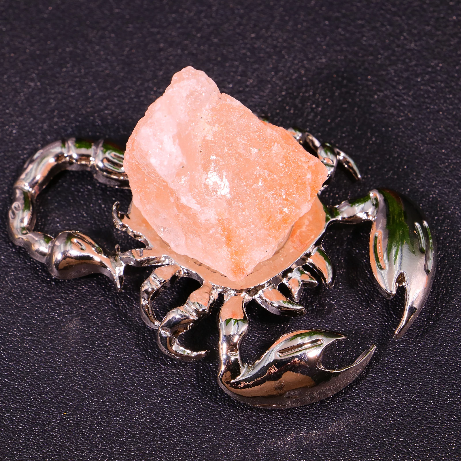 Nice vividly animal spider scorpion crystal sphere holder with raw stone crystal carving