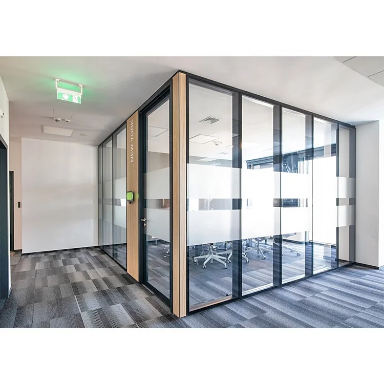 Soundproof office glass partition wall system with