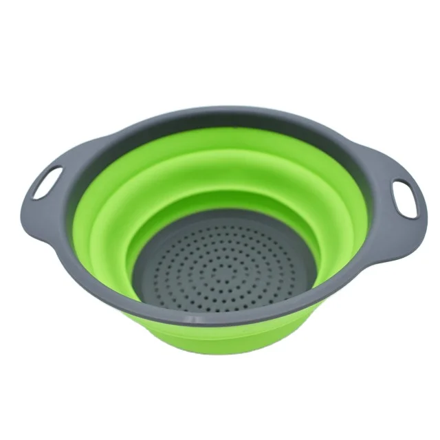 Folding Fruit Vegetable Filter Water Colander 100% Food Grade Silicone Draining Basket for Kitchen