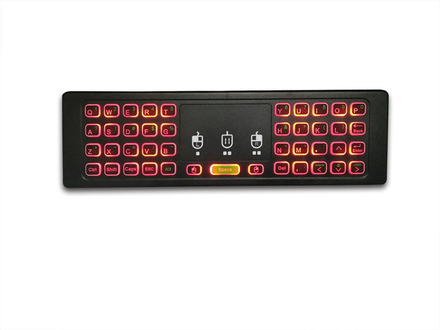 TZ16 2.4G IR Learning Three Color Backlit 3-axis Keyboard Mini Touchpad Air Mouse Remote Control  for smart tv android box