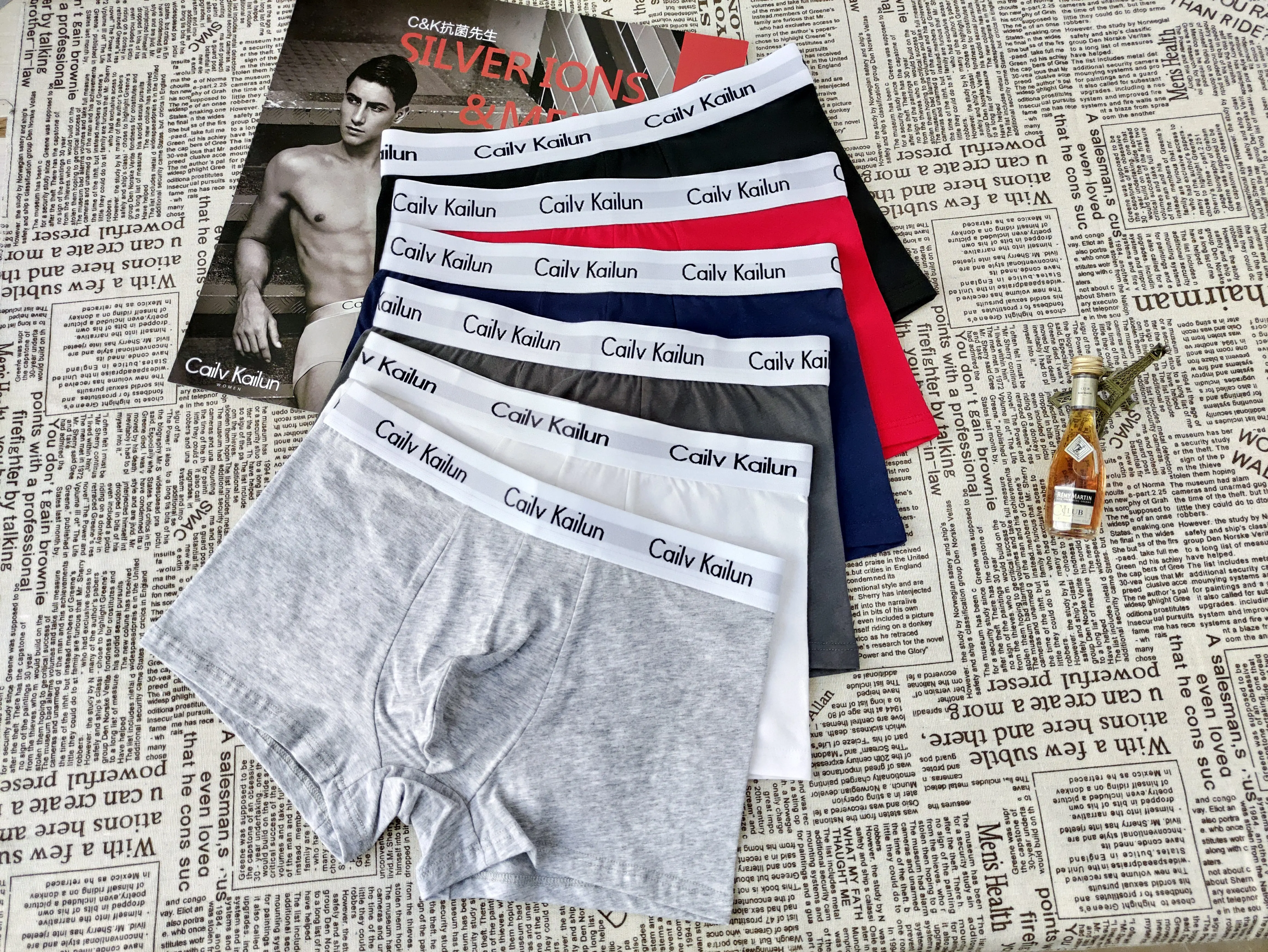 
Men Underwear Boxer Briefs Mens Comfortable Boxer Briefs Jacquard Elastic Waistband Anti Bacterial 