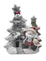 2020 Christmas santa claus laterite ceramic village houses to paint home decoration with gold powder