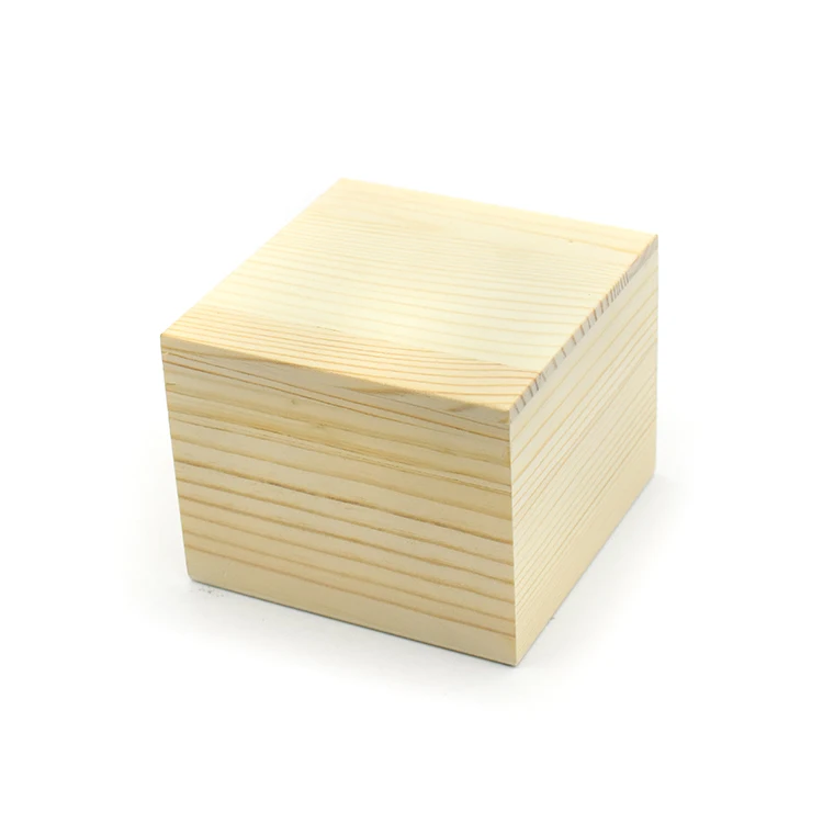Custom logo 10*10*8cm wooden storage box natural wood jewelry gift box