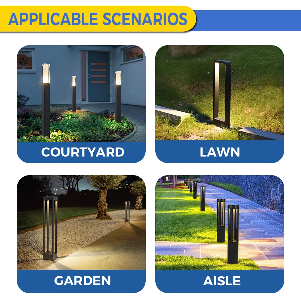 Modern Simple LED Garden Light Aluminum Square Lawn Lamp with IP65 Rating AC Power Supply for Outdoor Landscape & Park Lighting