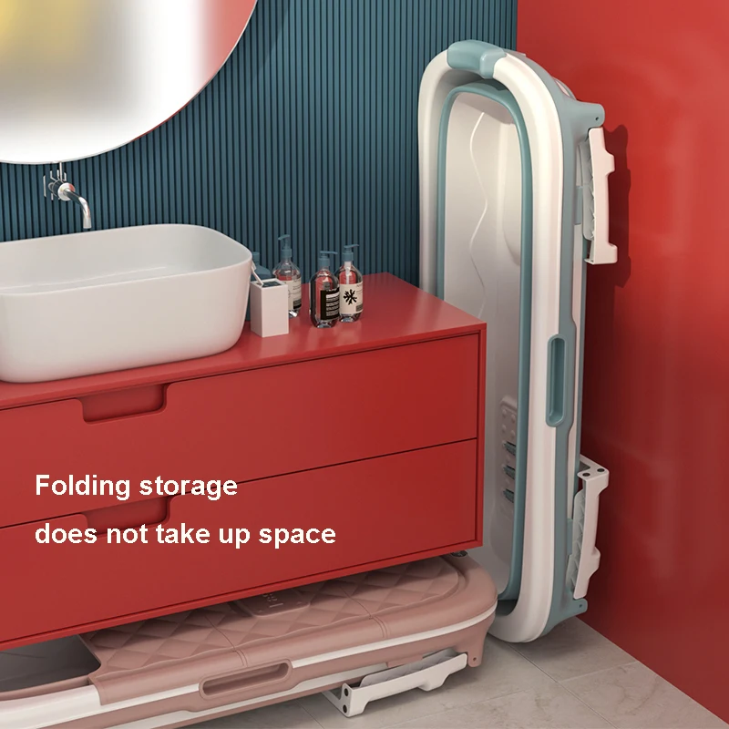 Hot Big 152cm Length Portable Folding Bathtub PP TPE Plastic with Massage Large Thermometer Bath Tub Wheels for Adult Kids