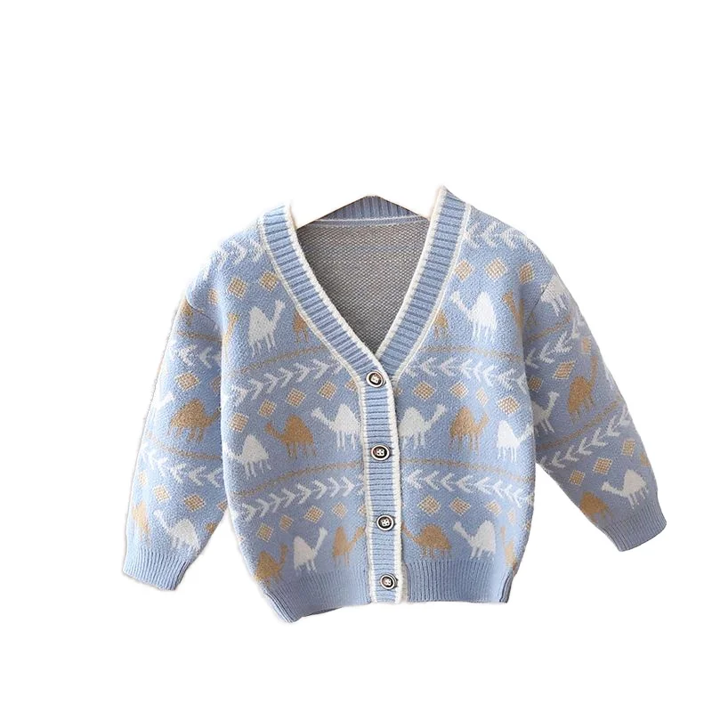 Unisex Infant Long Sleeve Knitted Coat Winter Newborn Cardigan Custom Logo Button Solid Color Casual Top Baby Boy Girl