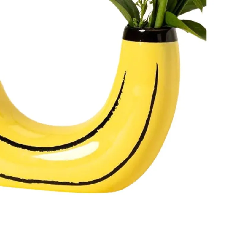 Longstar Simple Banana Vase Flower Arrangement Creative Home Living Room Restaurant Decorative Ornaments Resin Crafts