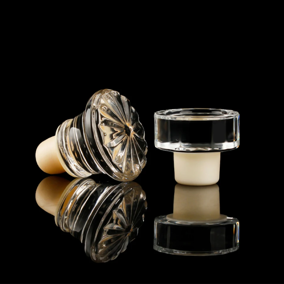 Low MOQ T shape Customized Wine Vodka Gin Oil Glass Caps Colorful Polymer Silicone Cork Blue Glass Cork Stopper