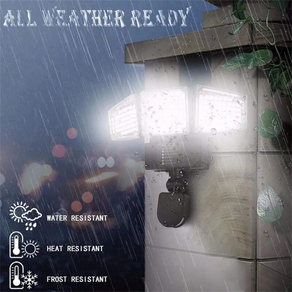 3 Head Adjustable Motion Sensor 1000LM 188LED Solar Light With Separated Solar Panel