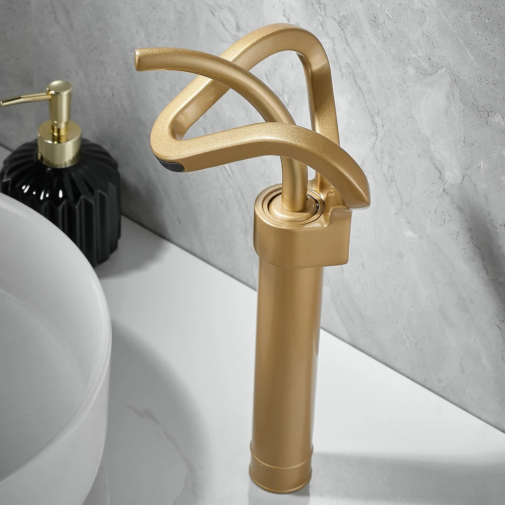 New Design Crown Tall High Basin Faucets 1 Hole 1 Handle Hot & Cold Bathroom Sink Mixer Tap Deck Mounted luxury Lavatory Faucet