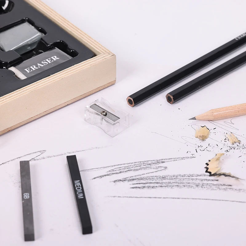 Wood drawing box sketch pencil art set art supplies stationery set for professional artist
