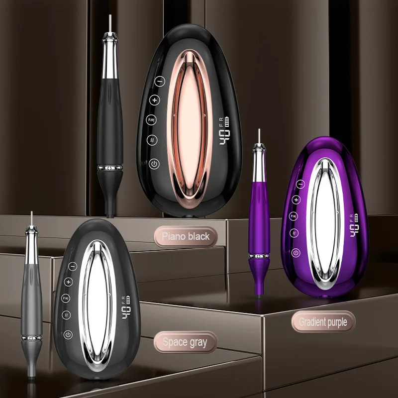 Electric Brushless Cordless Rechargeable Nail Drill Machine High Torque E File Manicure Strong 40000 rpm Nail Drill