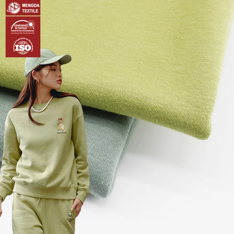 Heavy weight cotton polyester polar fleece stock fabrics 350gsm for sweatshirt hoodies