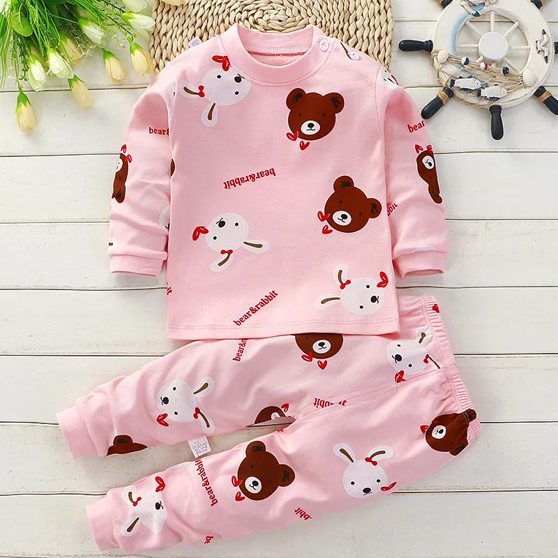 2020 Kids Pajamas Cotton Kids Sleepwear Set Children Cute Cartoon Pajamas Suit Clothes for Kids Girls
