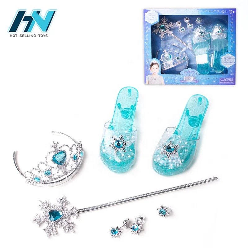 Hot sell in Amazon kids plastic princess crown high heel shoes girl beauty toys