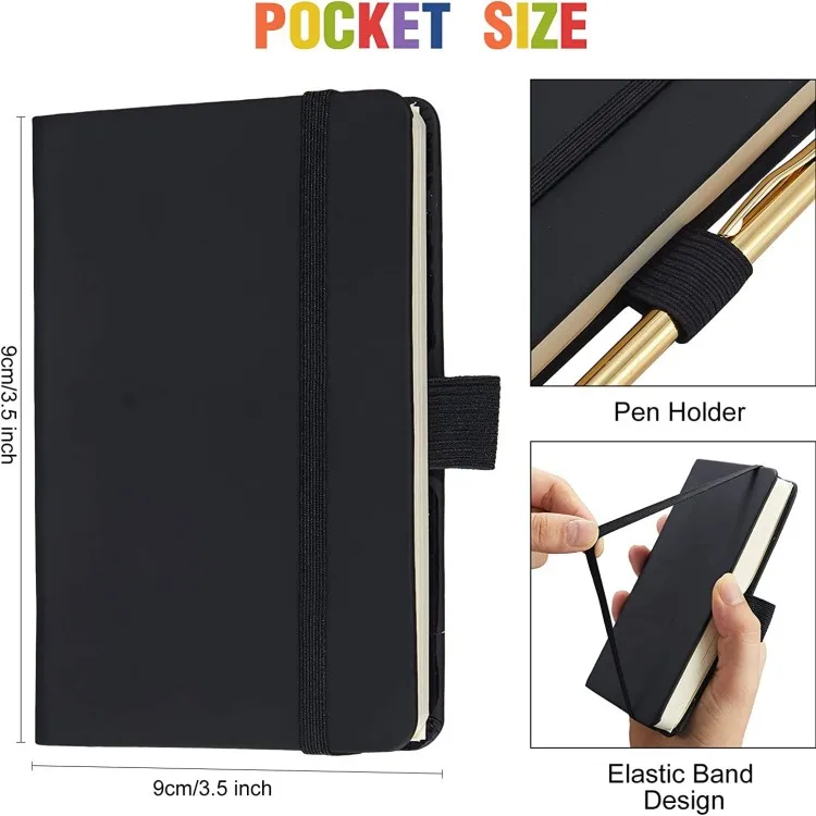 Pocket Notebook Journal Small Mini Notebooks Notepads ,Hardcover Small Pocket Note Book with Inner Pocket and Pen Holder
