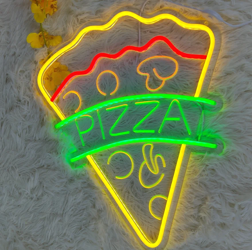 Tacos Pizza Beer Advertising Neon Light USB Powered Led Hamburger Neon Sign For Wall Restaurant Pub Food Party Bar Decoration