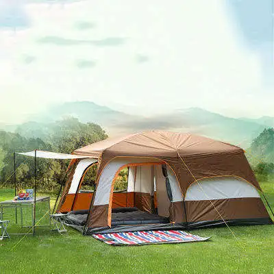 Large camping tent 10 12 person people waterproof 2 rooms and 1 hall family tents outdoor  rainproof tent