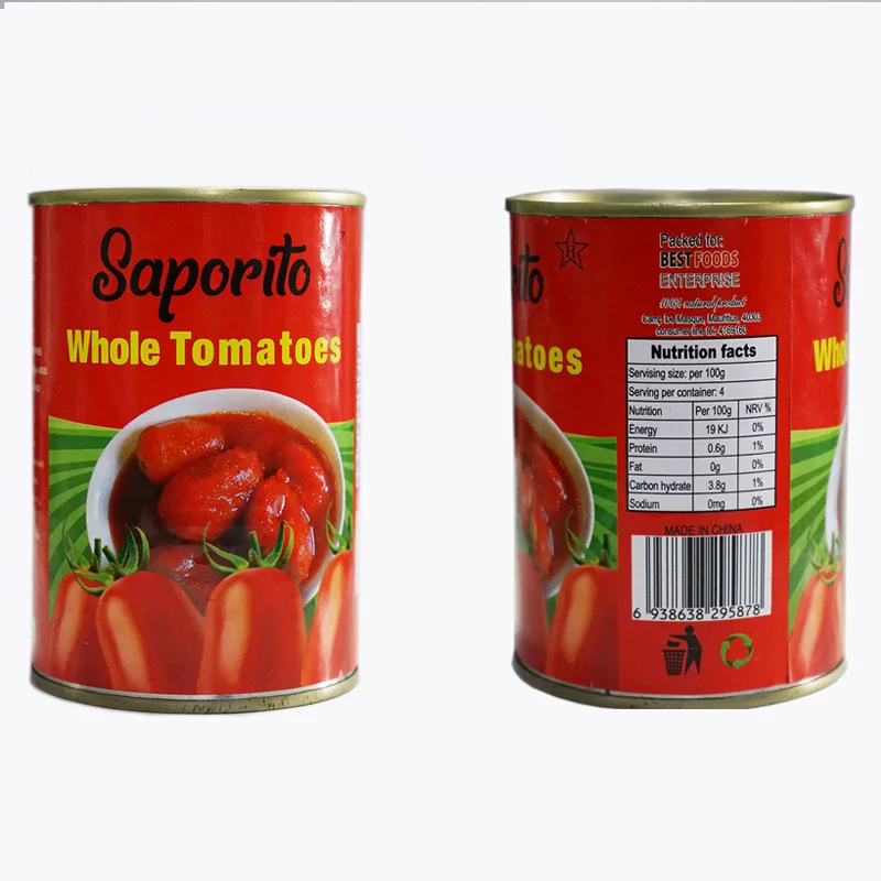 Easy Open Canned Peeled Whole Tomatoes in canned Tin