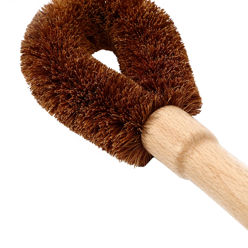 Natural durable coconut brown wire brush cleaner for washing dish bowel pan pot tea kettle cleaning brushes