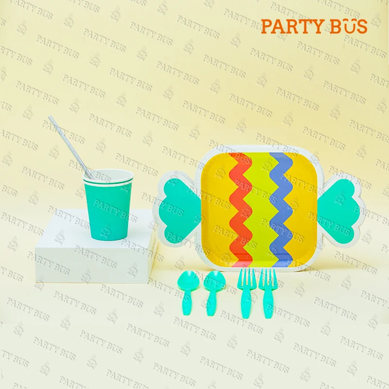 Partybus Machine Making Colorful Candy Shape 9 Inch Biodegradable  Disposable Party Paper Plates