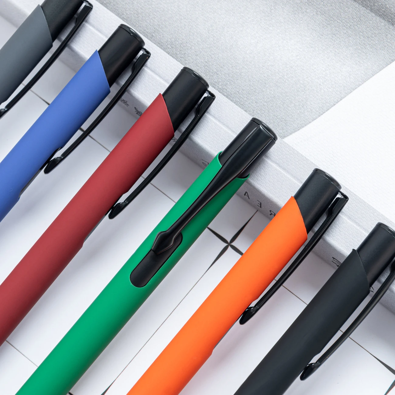 Soft touch matte rubber coated metal pen with custom logo