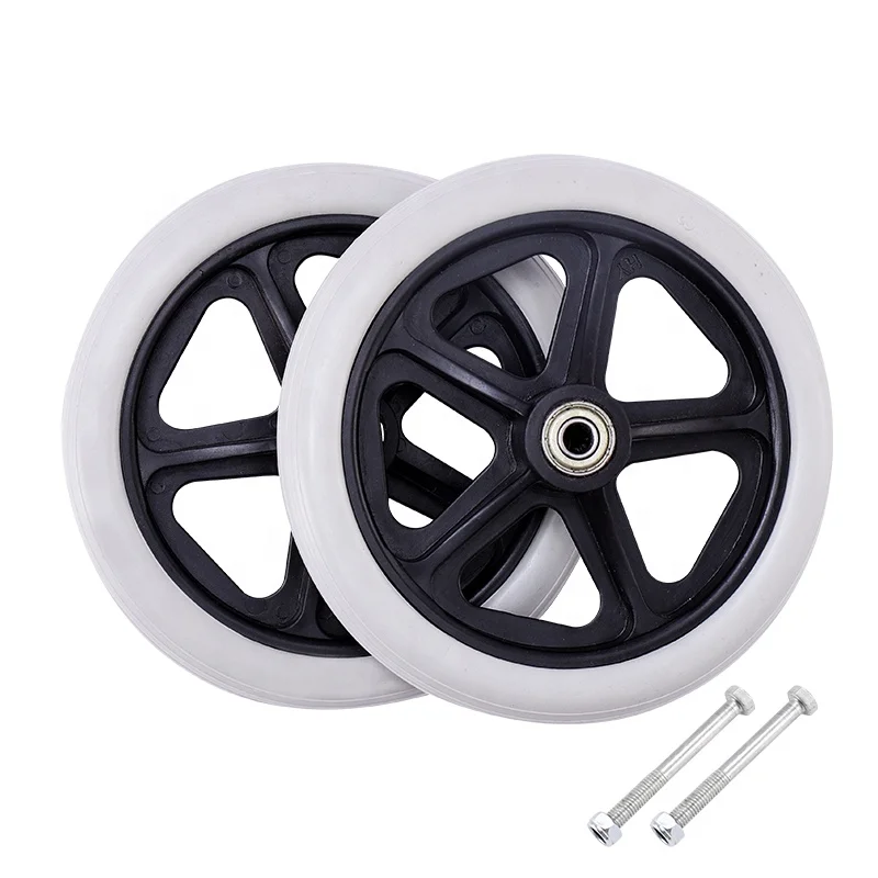 6 Inch Solid PU Wheel Replacement for Wheelchairs, Rollators, Walkers Small Wheelchair Wheels