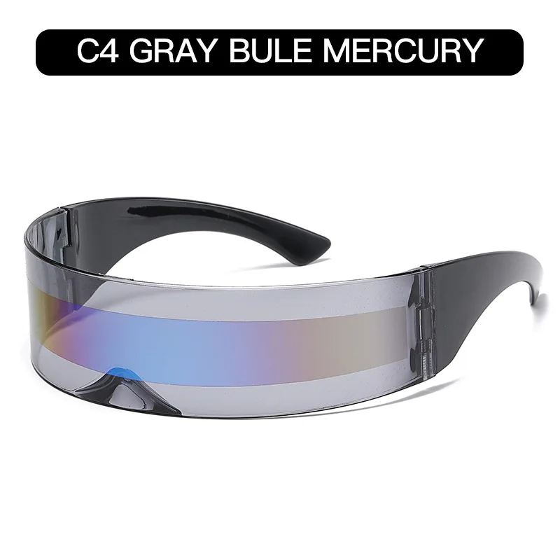 Futuristic Narrow Visor Women Sunglasses Laser Eyeglasses Personality Mirrored Lens Eyewear Glasses integrated Men Sun Glasses