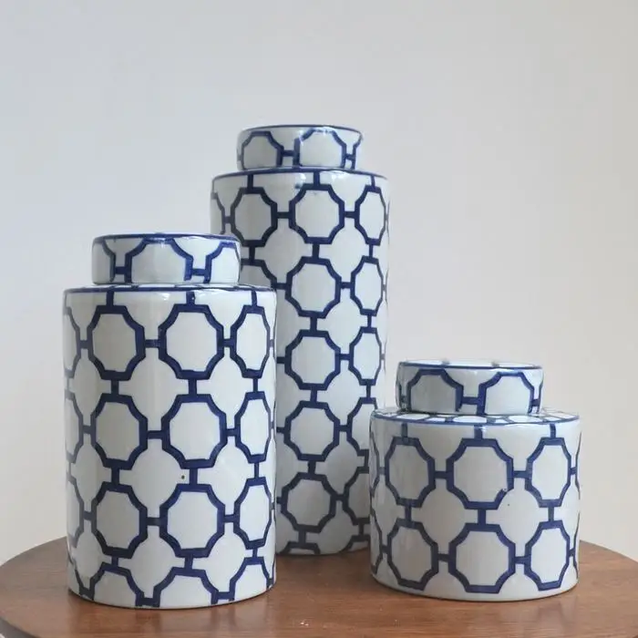 Quality Cheap Price Creative black and white ginger jar striped decorations storage ceramic ginger jars