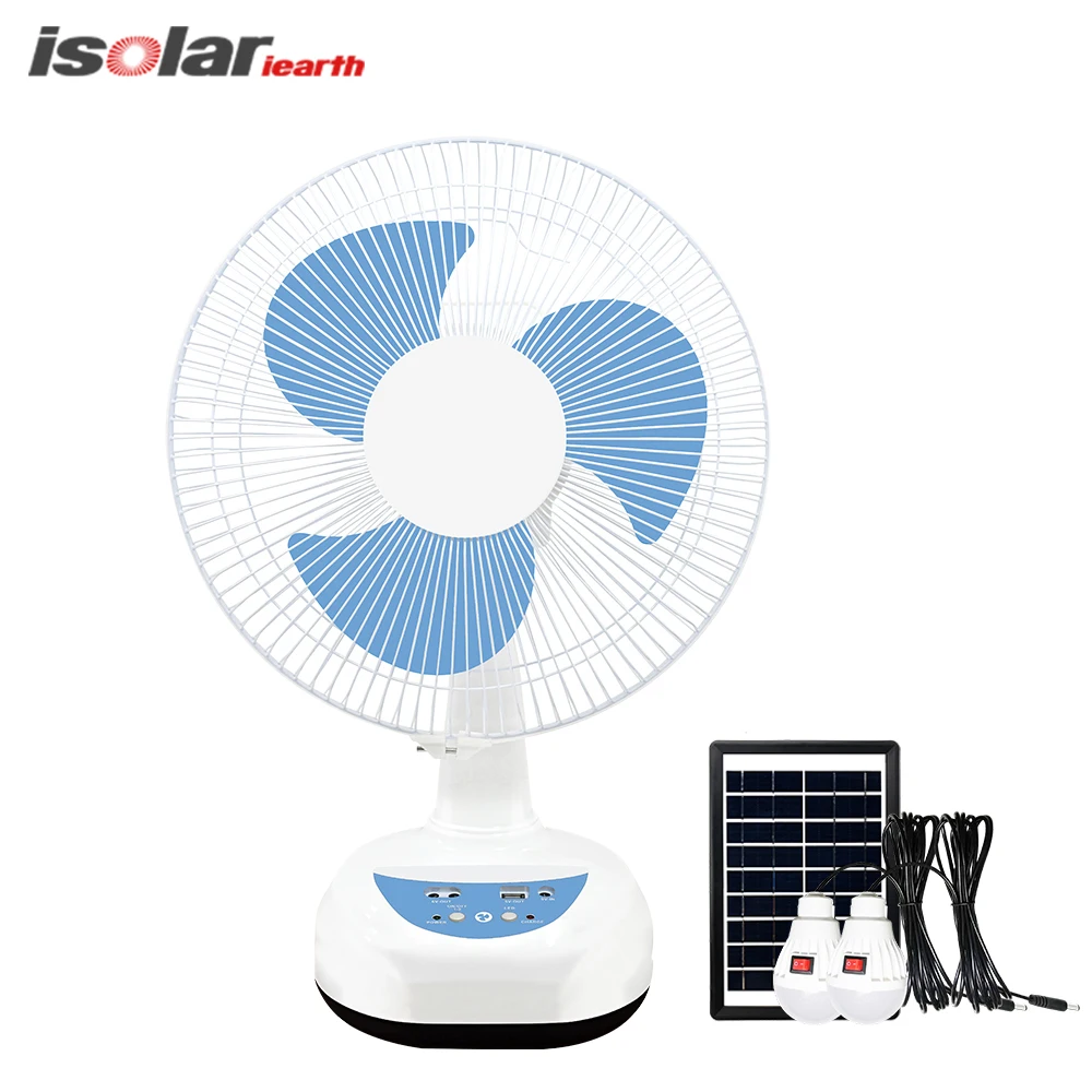 12 Inch Table Fan AC DC Rechargeable Solar Fans Rechargeable Electric Fans