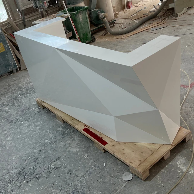 Luxury White Front Desk Counter Reception Durable Solid Surface Reception Desk for Hospital