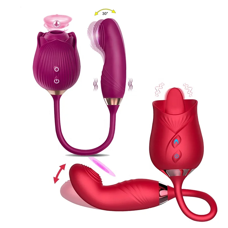 Finger Rose Vibrator Sucking and Licking Vibrator Sex Toys Double Sided Rose Dildo Clitoris Stimulator Toy for Women