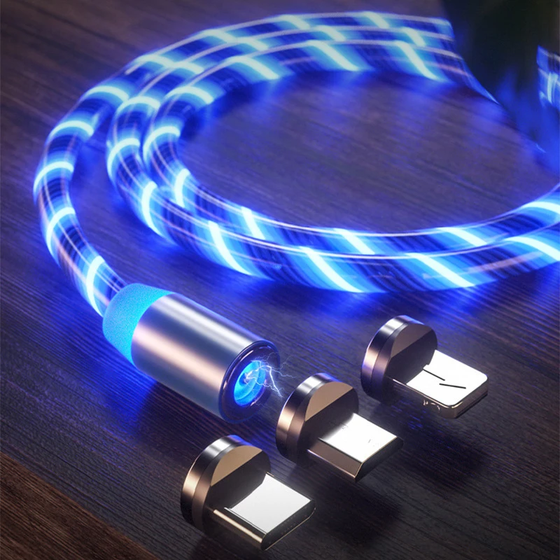 Wholesale Mobile Charger Cable Led Magnetic Type-c 3 in 1 Micro Magnet USB Charging Cable